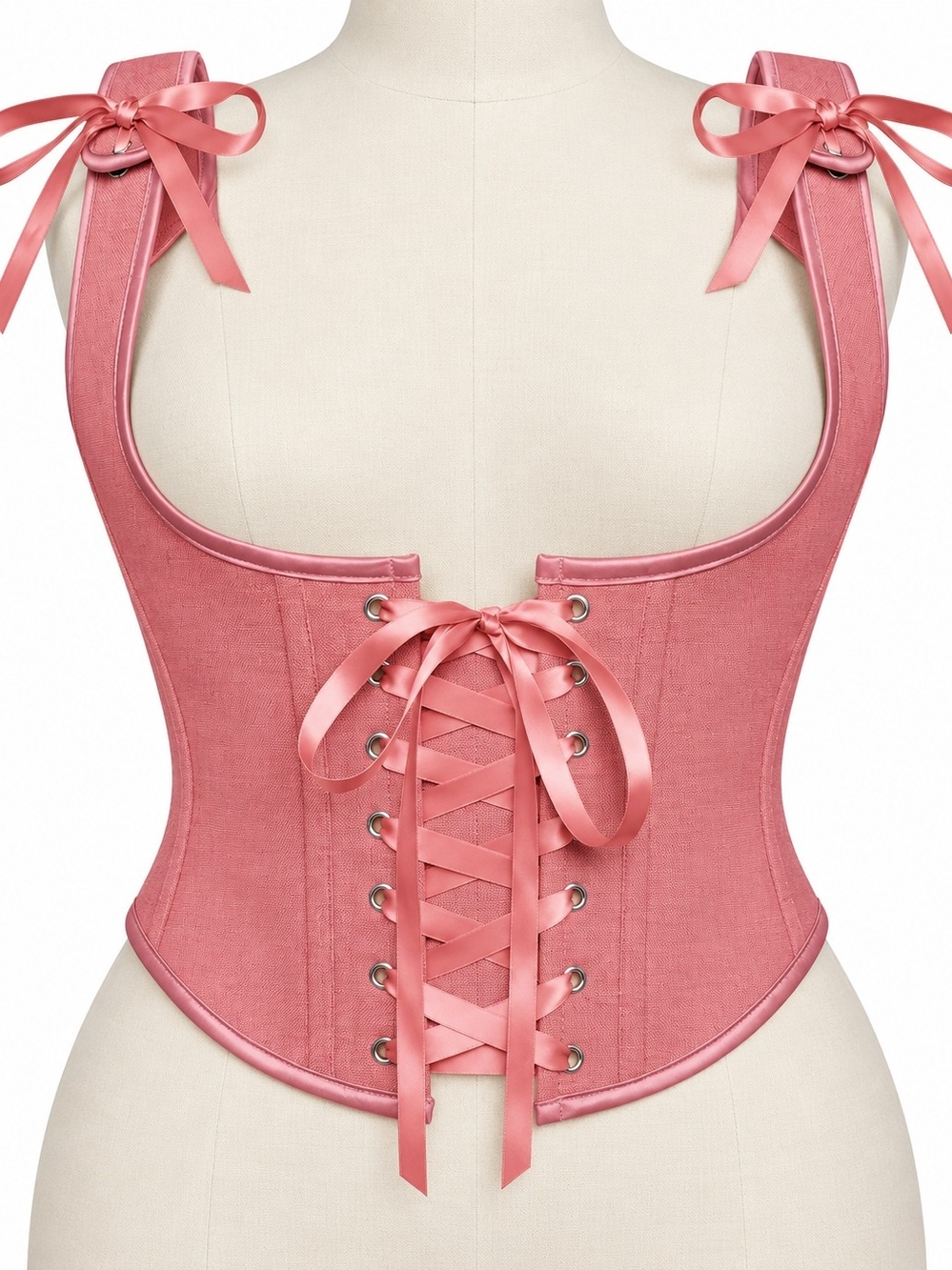 Scarlet Darkness Pink Renaissance Corset Top US 8 Boned Lace-Up Cosplay - Picture 2 of 8